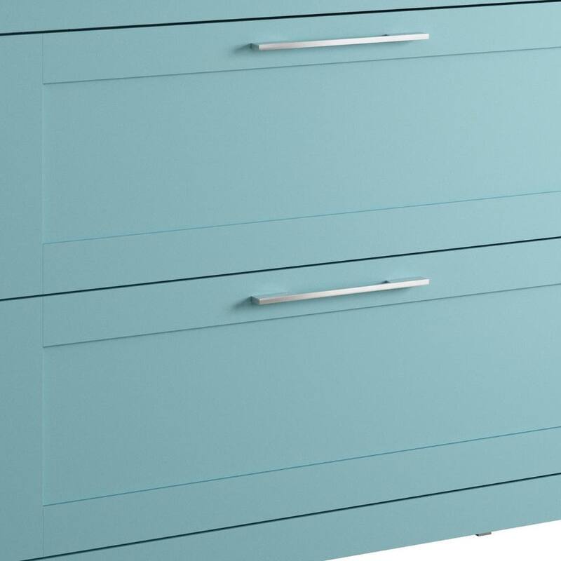 HomeRoots 40" Blue Wood Freestanding Bathroom Vanity With White Sink And Two Drawers - 40.00 in. x 35.06 in. x 17.75 in.