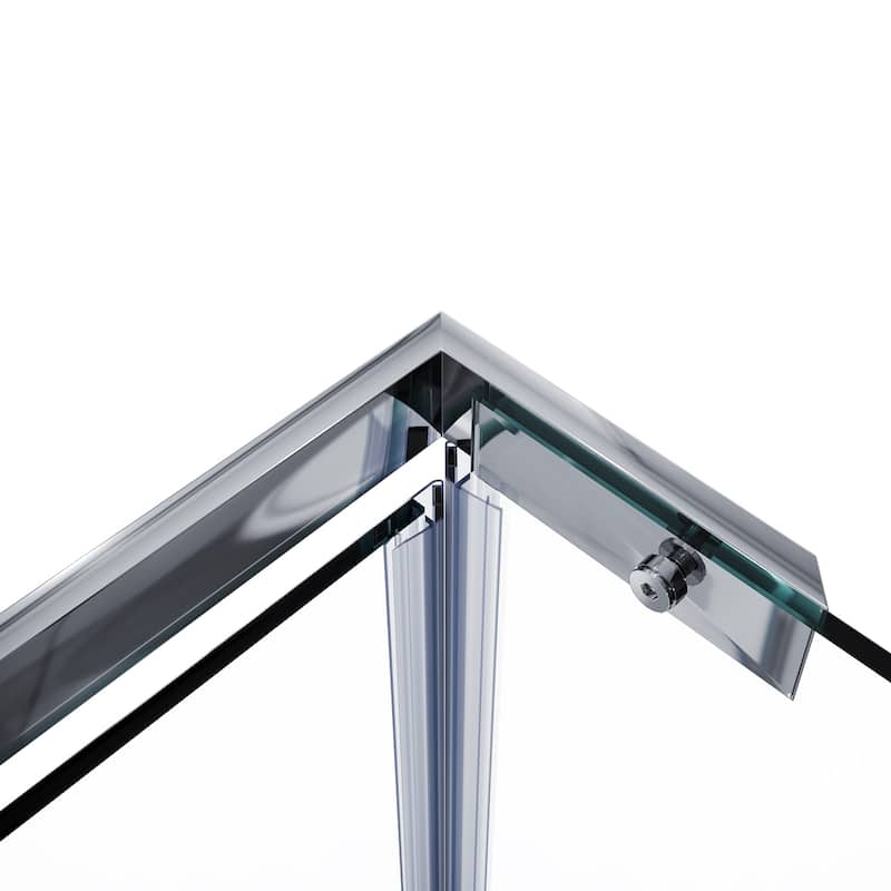 Elegant 36 in. W x 36 in. D x 72 in. H Corner Square Shower Enclosure with 3 Pivot Doors in Chrome Finish