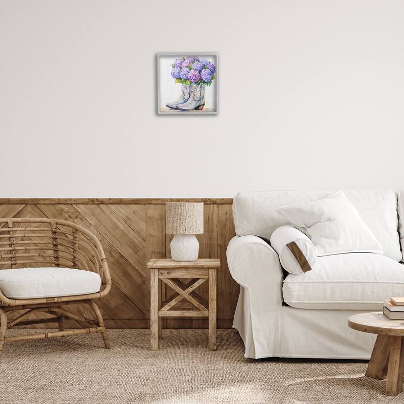 Stupell Hydrangea Filled Cowgirl Boots Framed Giclee Art Design By Amanda Greenwood