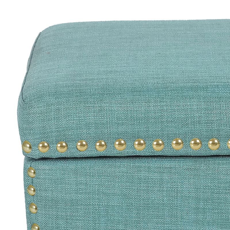 Adeco Storage Ottoman Square Footrest Stool