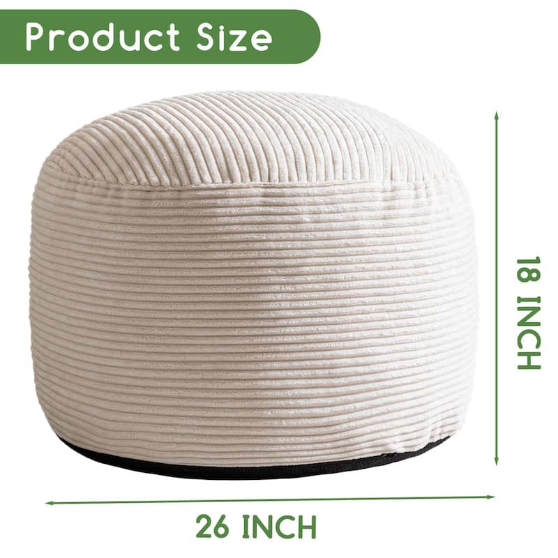 Round Corduroy Pouf Ottoman 20-inch/26inch