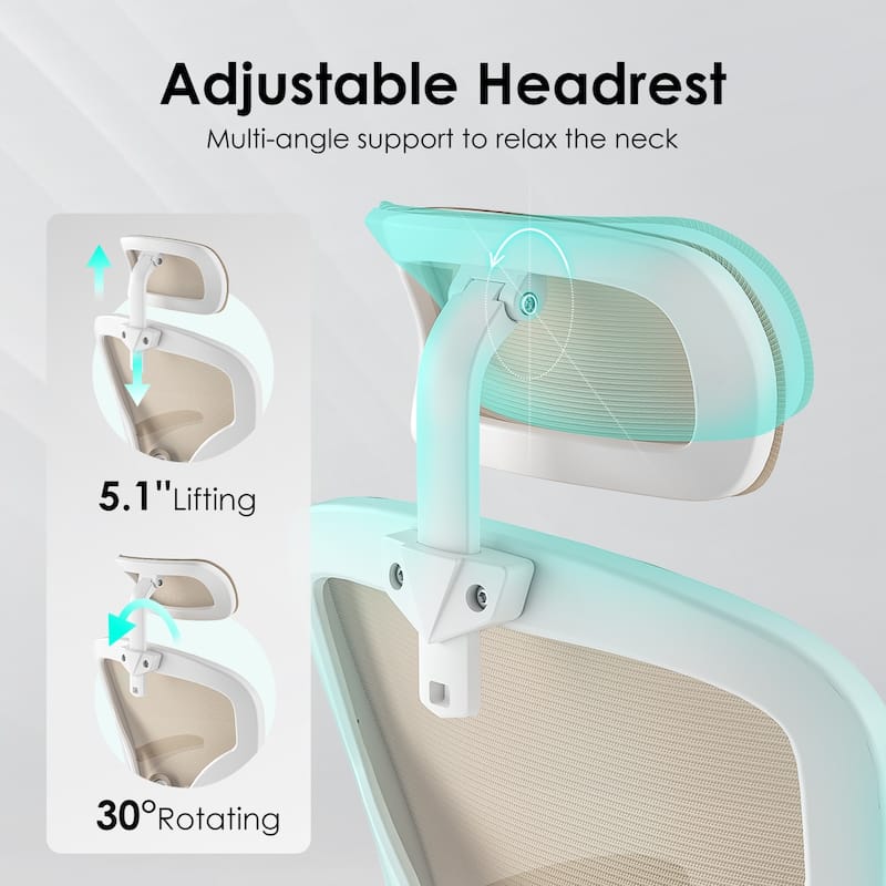 Ergonomic Office Chair, Office Desk Chair with Headrest, High Back Computer Chair with Armrests and Adjustable Lumbar Support