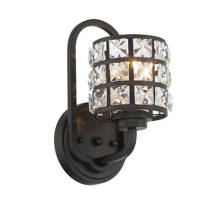 1 - Light Matte Black Armed Sconce - W5.59"xD7.09"xH11.02"