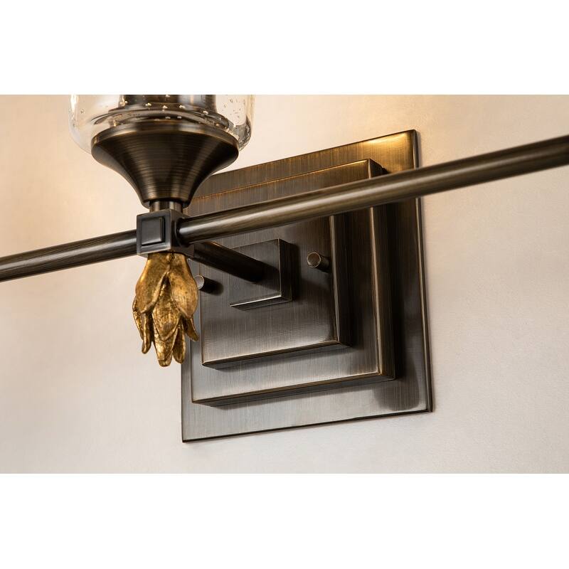 Vetiver 3 Light Bath Vanity Light in Dark Bronze with Gold Accents