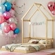 preview thumbnail 19 of 25, House-Style Funny Full House-shaped Roof Headboard Floor Kids Furniture Bed Kidsbed, Grey Natural