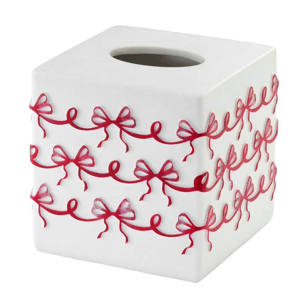 Avanti Christmas Bows Tissue Cover - White