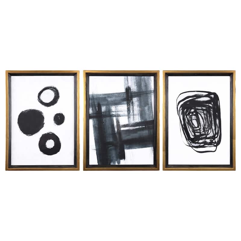 Black & White Abstract Wood Framed Wall Decor (Set of 3 Designs) - 20" x 27.5"
