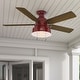preview thumbnail 1 of 20, Hunter 52" Mill Valley Outdoor Low Profile Ceiling Fan with LED Light Kit and Pull Chain, Damp Rated Barn Red