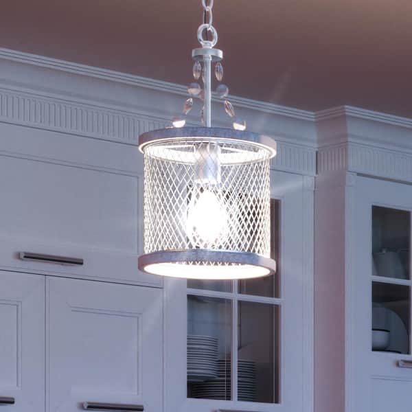 slide 2 of 5, Luxury Shabby Chic Pendant Light, 15.625"H x 8.5"W, with Posh Style, Galvanized Steel, by Urban Ambiance