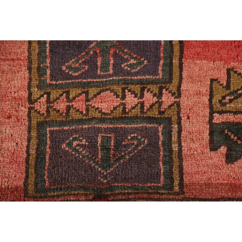 Hamedan Persian Vintage Runner Rug Handmade Wool Carpet - 3'8"x 9'5"