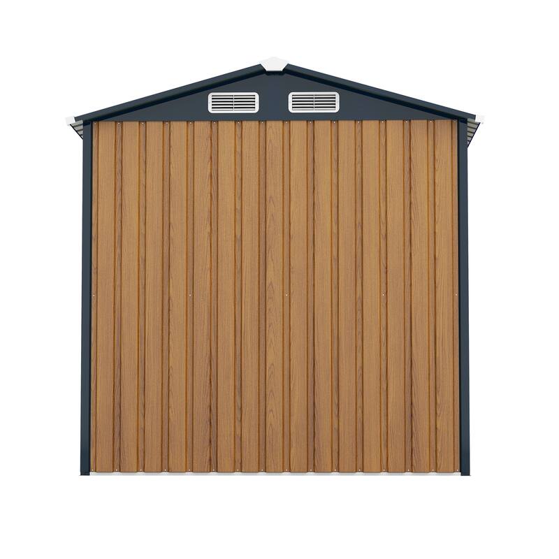 6x8FT Outdoor Steel Storage Shed with Clear Window, Lockable Doors, Compact Metal Tool Shed for Garden