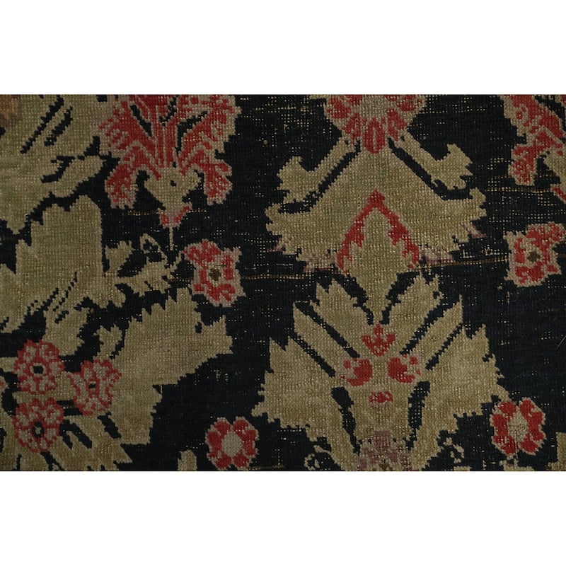 Hand Knotted Oriental 100% Wool Carpet Traditional Floral Black Karabagh Area Rug - 18' 7'' X 6' 7''