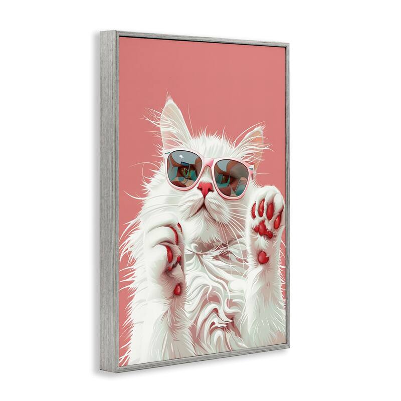 Stupell Glam Cat with Sunglasses Framed Giclee Art Design By LSR Design Studio
