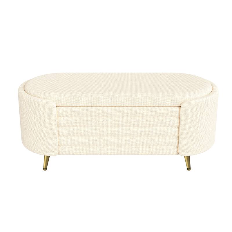 GDFStudio - Modern 44.9" Chenille Upholstered Storage Ottoman Bench