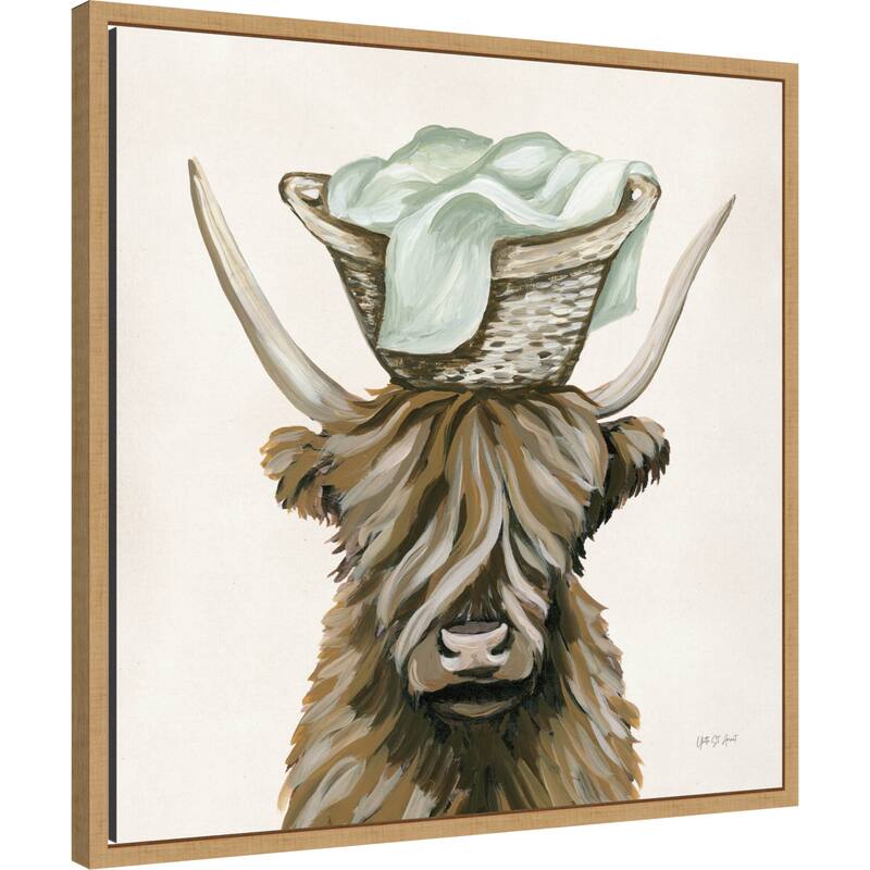 Highland Cow Laundry Basket by Yvette St. Framed Canvas Wall Art Print