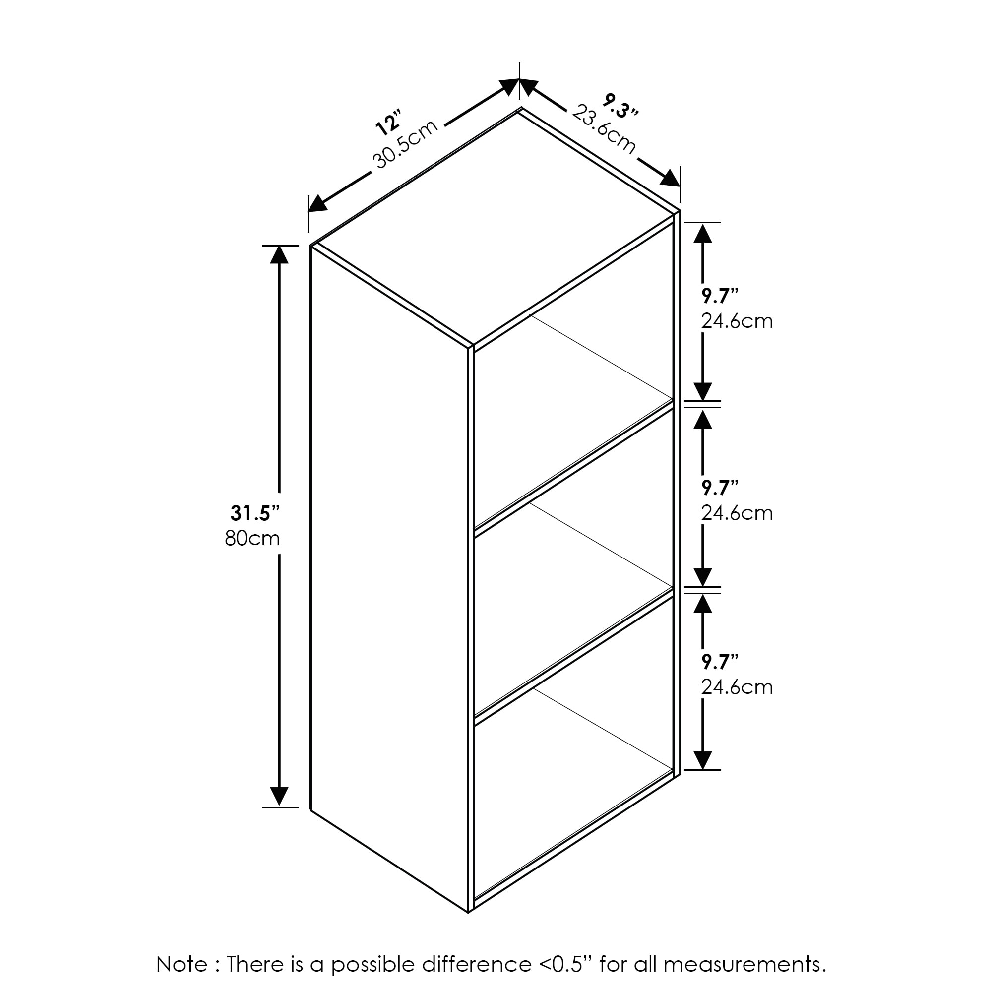 Furinno Luder 3-Tier Open Shelf Bookcase-image
