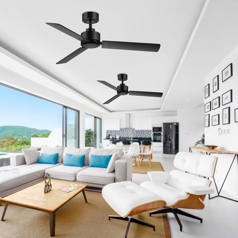 48-in Indoor Black Large Ceiling Fan without Light(3-Blade)