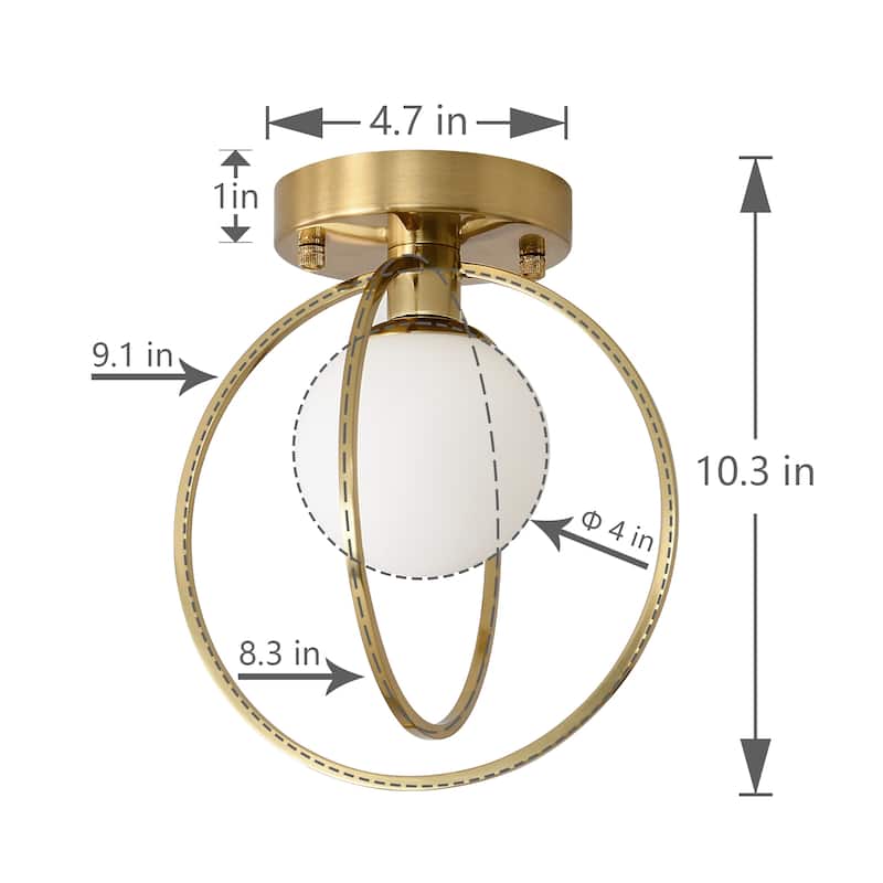 1 - Light Globe Semi Flush Mount