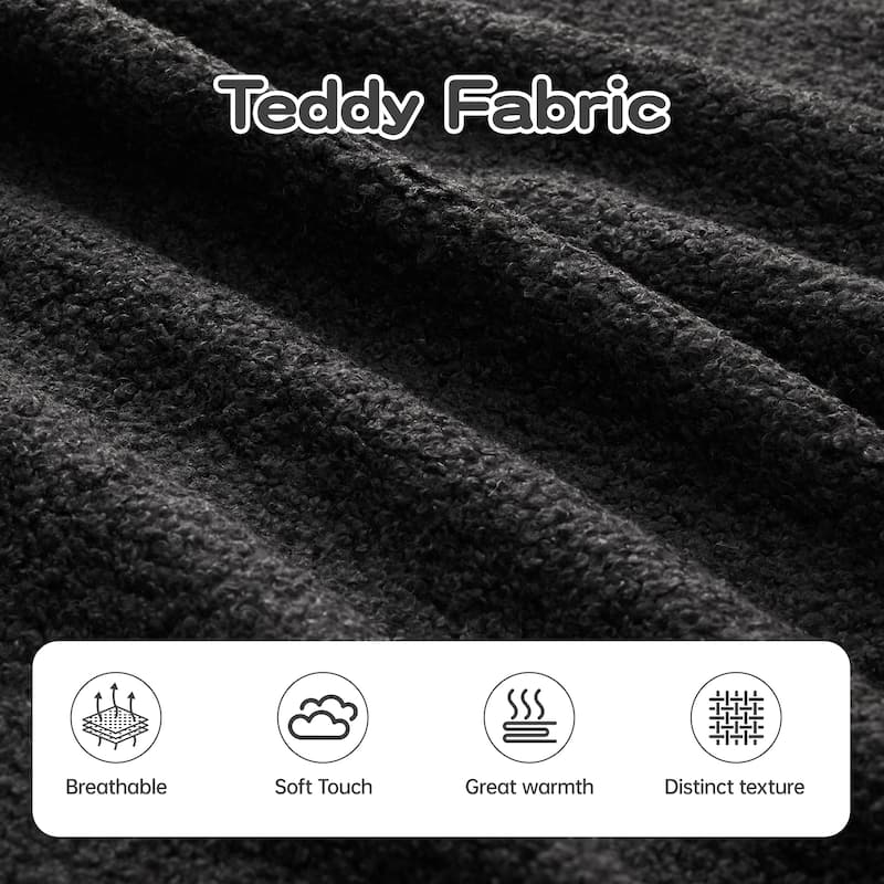 135" Two-Tone Sofa Teddy Fabric Sofa, Boneless Couch with Sponge Cushions, Stylish Sectional Sofa with Pillows for Living Room