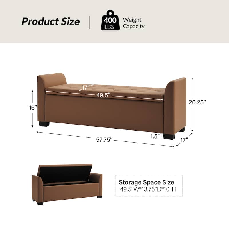 Laura Traditional 57.75"Wide Tufted Storage Bench by HULALA HOME