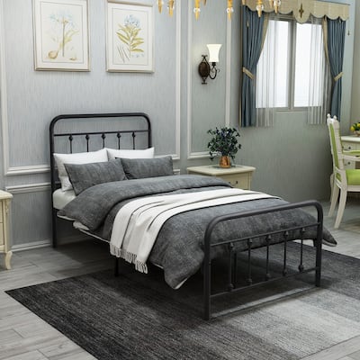 Twin Metal Platform Bed Frame with Headboard