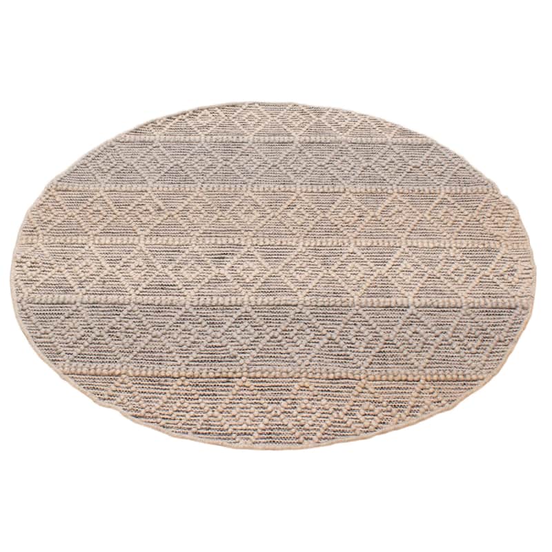 ECARPETGALLERY Braid weave Sienna Ivory Wool Rug - 4'10 x 4'10