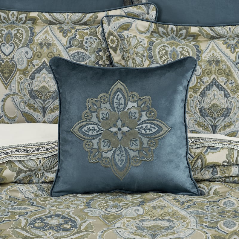 Avellino 18" Square Decorative Throw Pillow - Polyester - Spa Blue - Accent