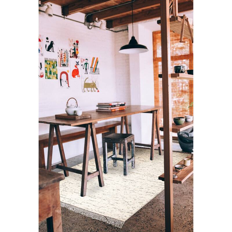 ECARPETGALLERY Braid weave Sienna Cream Wool Rug - 5'4 x 7'8