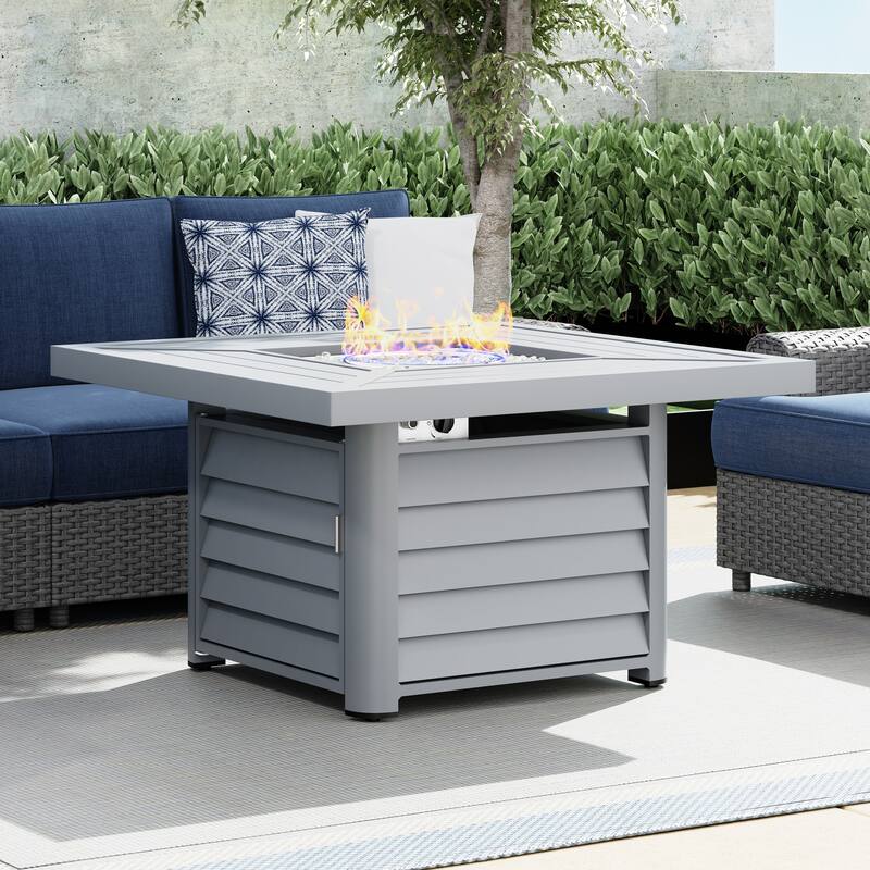 Corvus Abruzzo 42 Inch Square Aluminum Propane Fire Pit Table