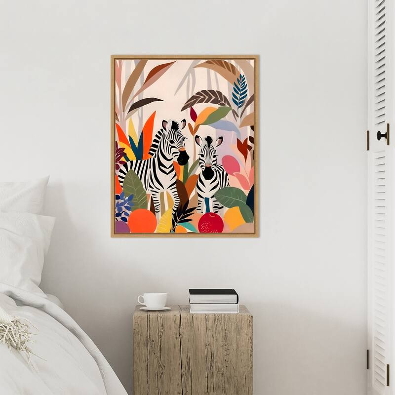 A Couple of Zebras by Uma Gokhale Framed Canvas Wall Art
