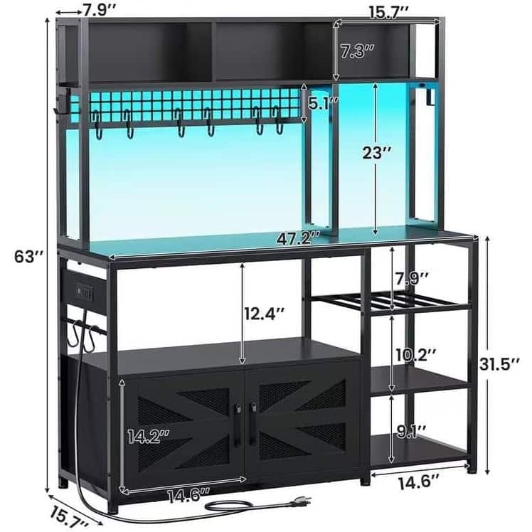 Baker's Rack Coffee Bar Cabinet Microwave Stand Kitchen Cabinet