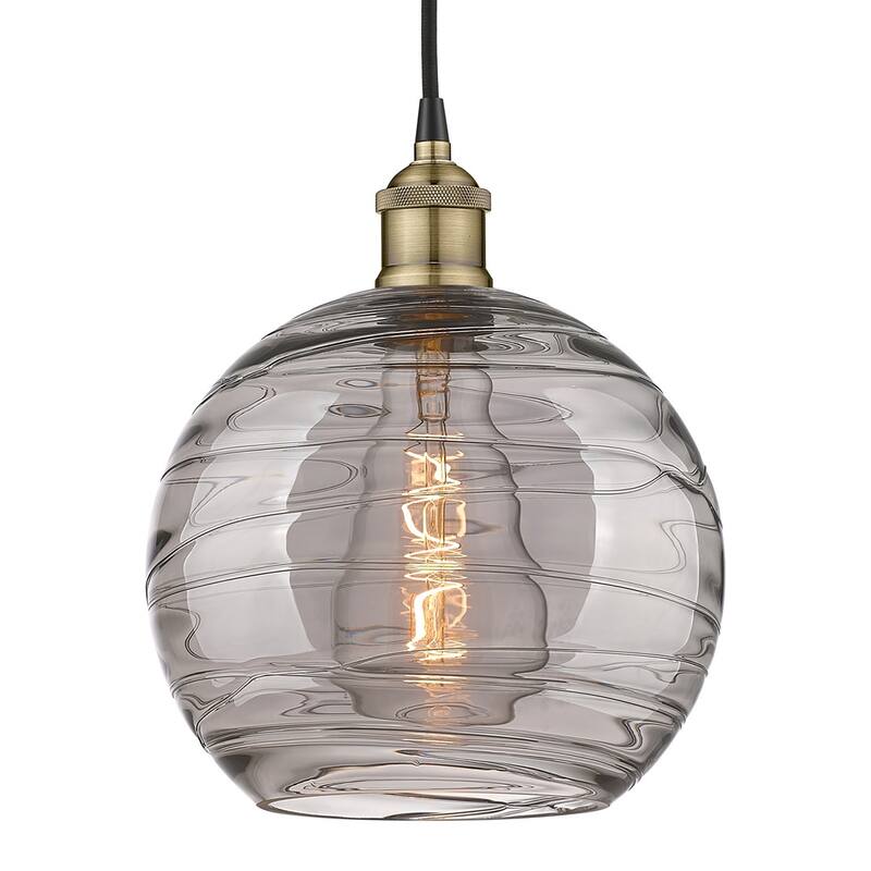 Innovations Lighting 616-1P 12 10 Athens Deco Swirl Pendant Athens - Black Antique Brass / Light Smoke Deco Swirl