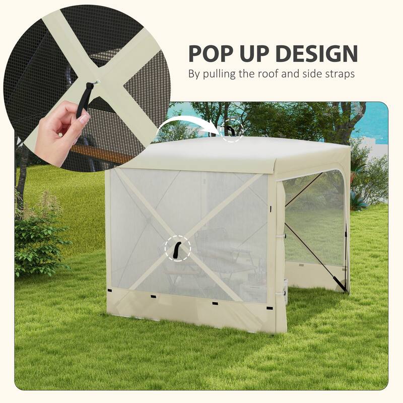 Outsunny 7' x 8' Pop Up Canopy Tent, UV-Resistant Camping Tent Event Shelter with Curtains, Nettings and Carrying Bag