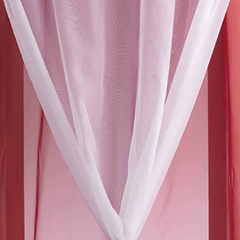Double Layer Window Extra Wide Curtain Drape Elegant Two-Tone Sheer Curtain