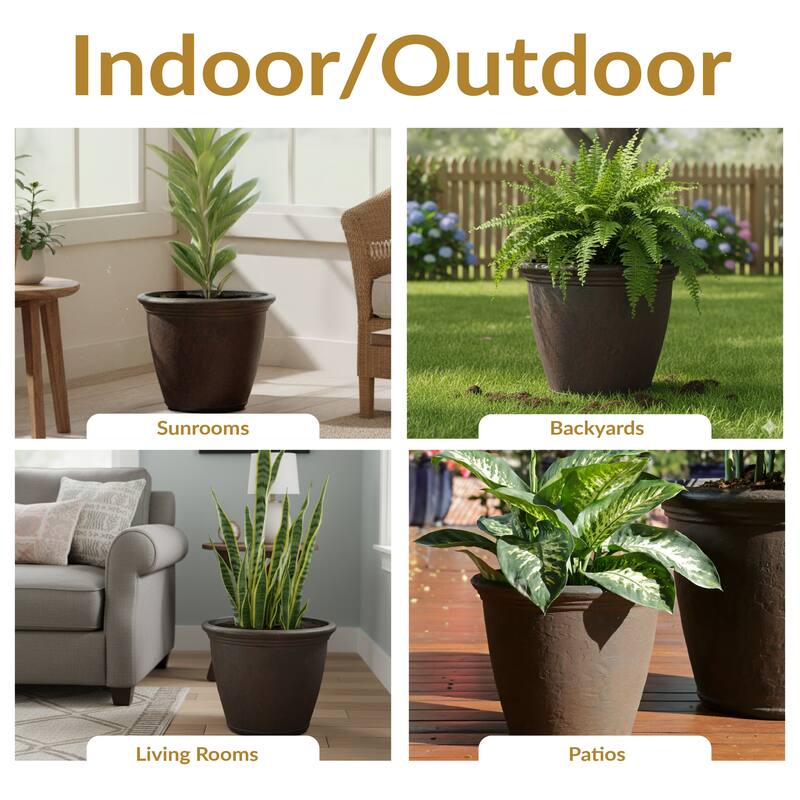 Sunnydaze Anjelica Outdoor Double-Walled Flower Pot Planter - Rust - 16"- Single - 1