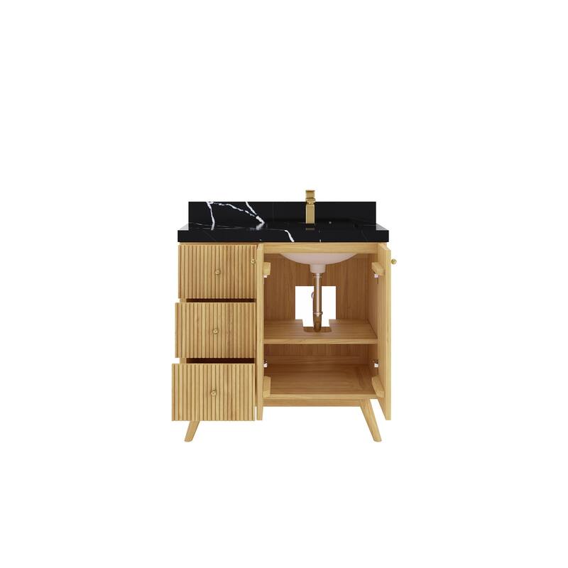 Willow Collections 36 in. W x 22 in. D Pasadena Solid Te Right Offset Sink Bathroom Vanity with Countertop