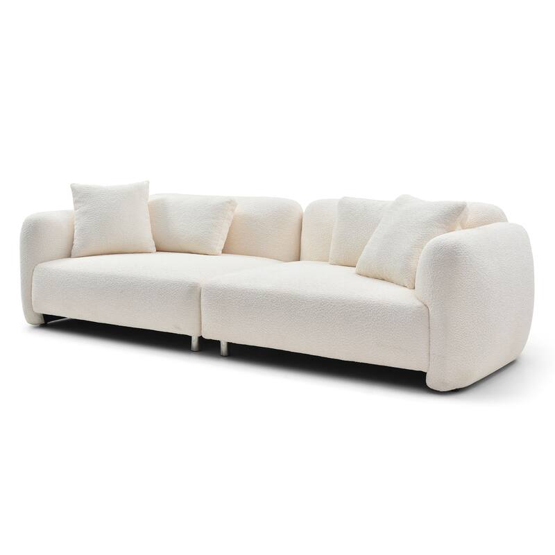 Teddy Velvet Sofa, Mid Century Sofa 3 Seater Couch with 4 Pillows for Bedroom, Living Room, Lounges, Office, Apartment