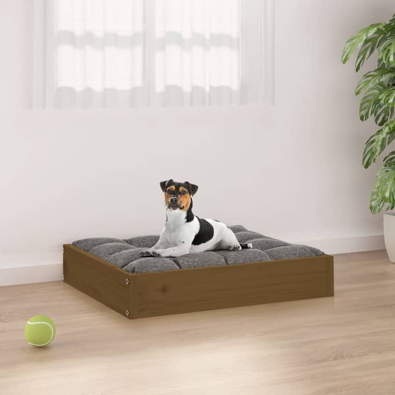 vidaXL Dog Bed 20.3"x17.3"x3.5" Solid Wood Pine - 20.3" x 17.3" x 3.5" - Honey brown