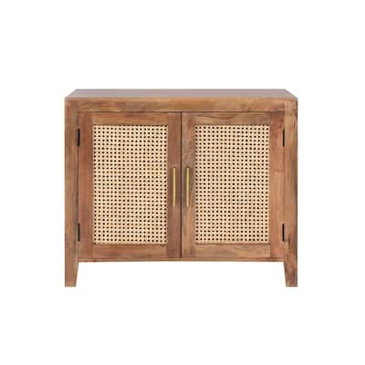 Florence 2-Door Acacia Wooden Cabinet with Cane