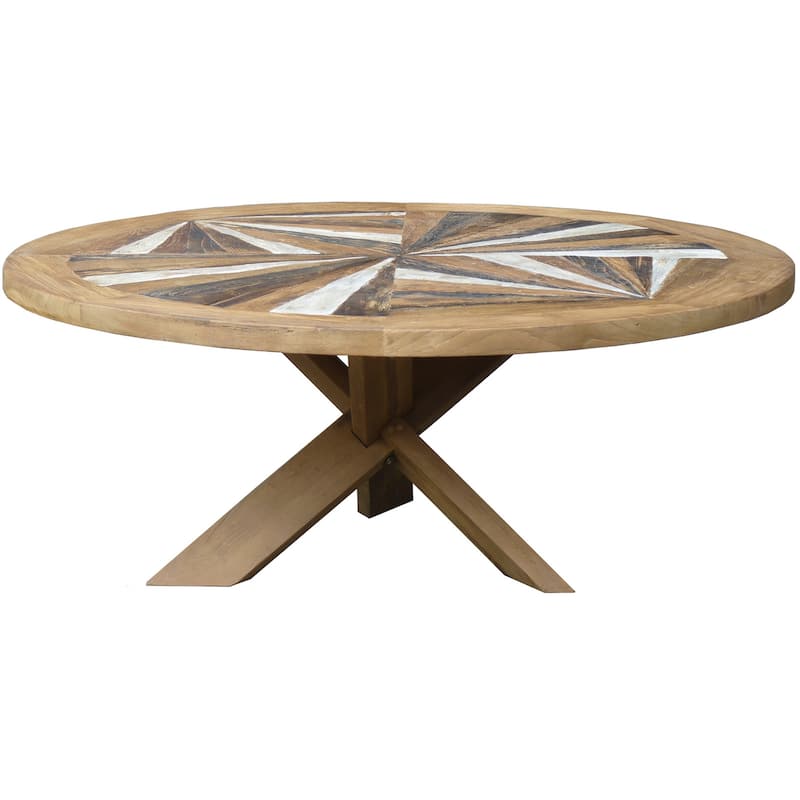 Chic Teak Tuscany Round Recycled Teak Wood Coffee Table, 40 inch