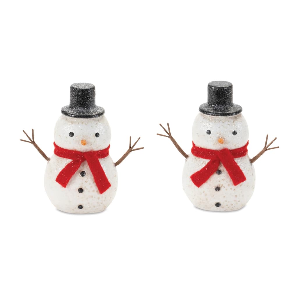 Glittered Snowman Figurine (Set of 6) - N/A