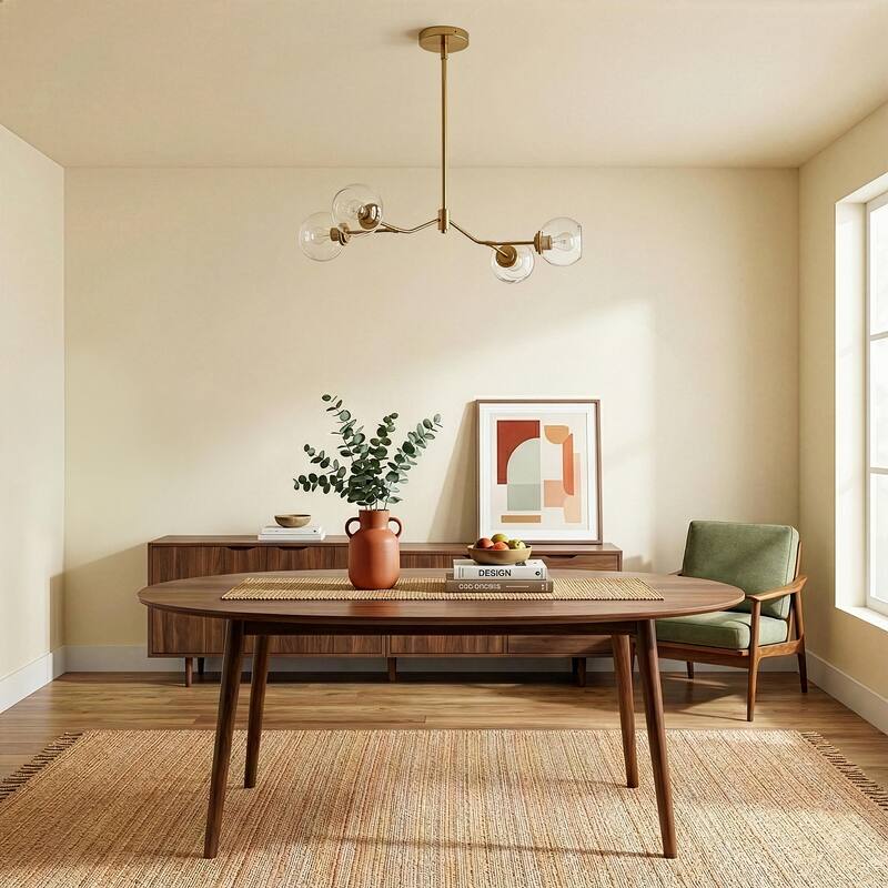 Sunco Modern Farmhouse Gold Brass Chandelier with Clear Glass Shades - Clear Glass