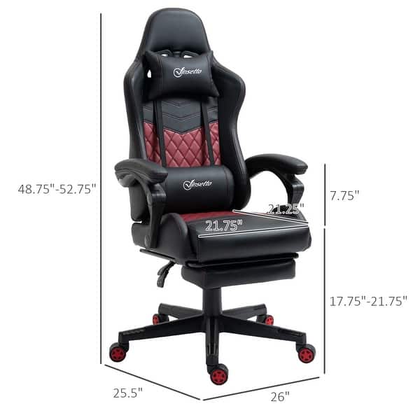 dimension image slide 2 of 3, Vinsetto Gaming Chair Racing Style Office Ergonomic Chair Adjustable Height Swivel Recliner High Back PC Computer Desk Chair