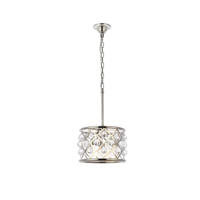 Royce Edge 3-Light Polished Nickel Pendant - polished nickel (royal cut clear crystals)