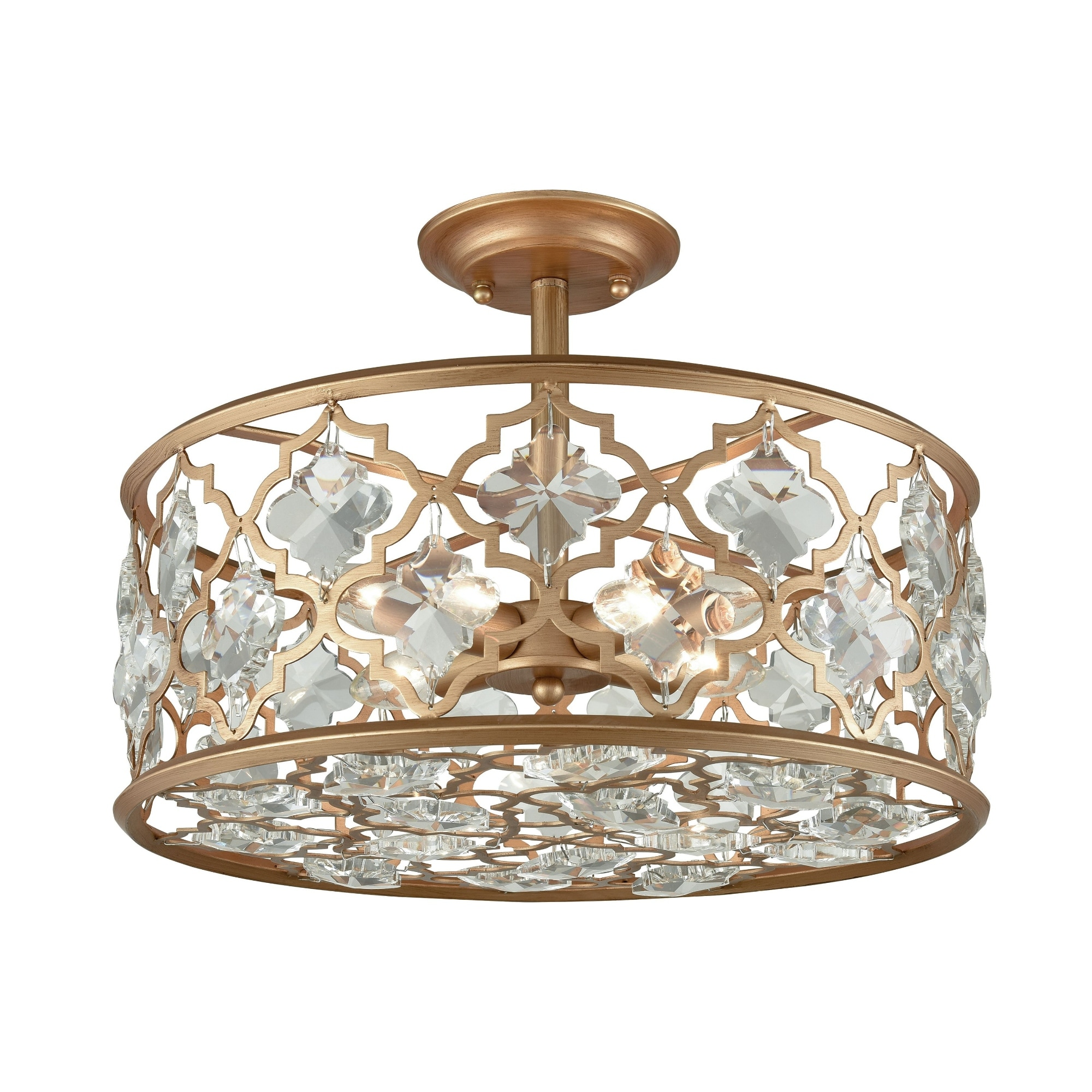4-Light Semi Flush Mount Ceiling Light Fixture - 17" - Matte Gold