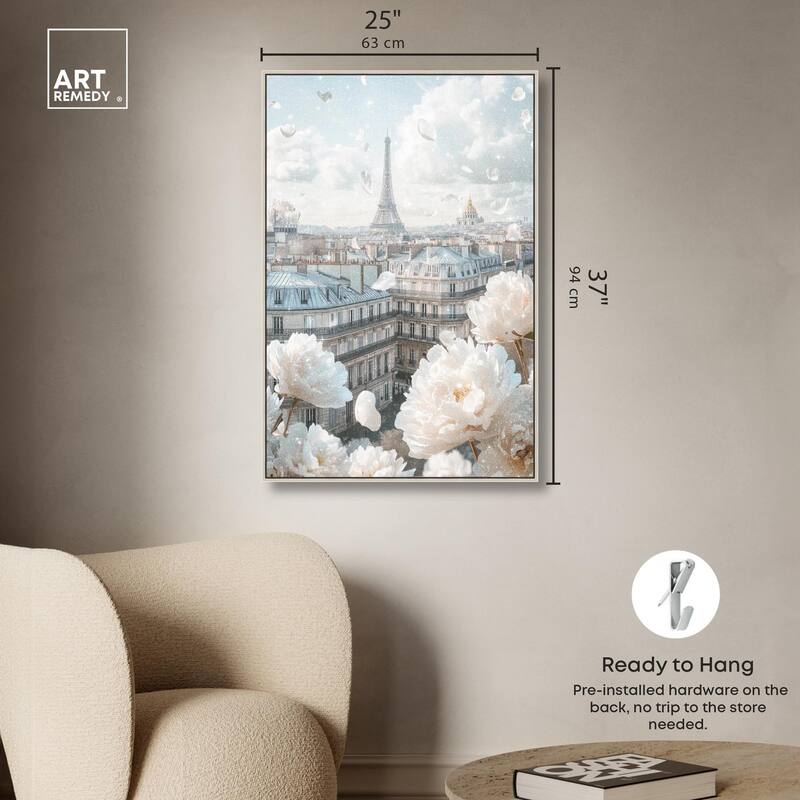 Peonies Over Paris Canvas by Art Remedy