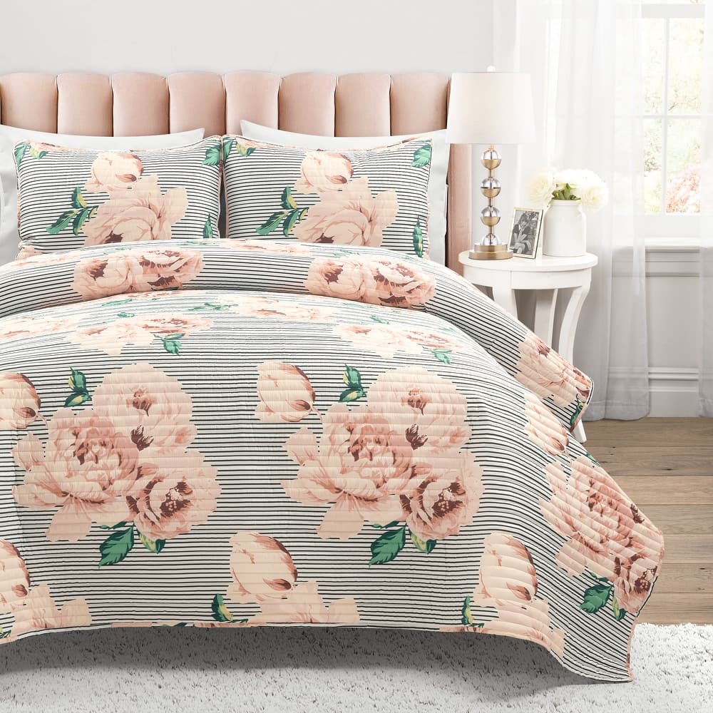 Lush Decor Mira Vintage Floral Oversized Quilt Set