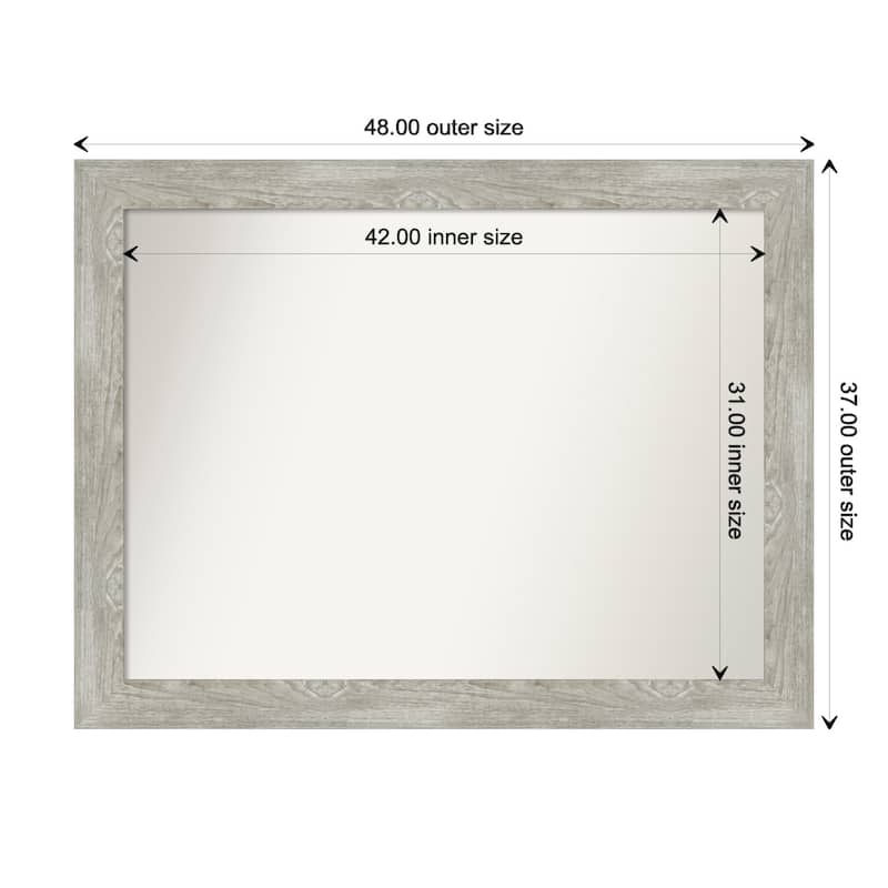 Dove Greywash Framed Non-Beveled Custom Wall Mirror, Bathroom Vanity Mirror - Outer Size: 48 x 37