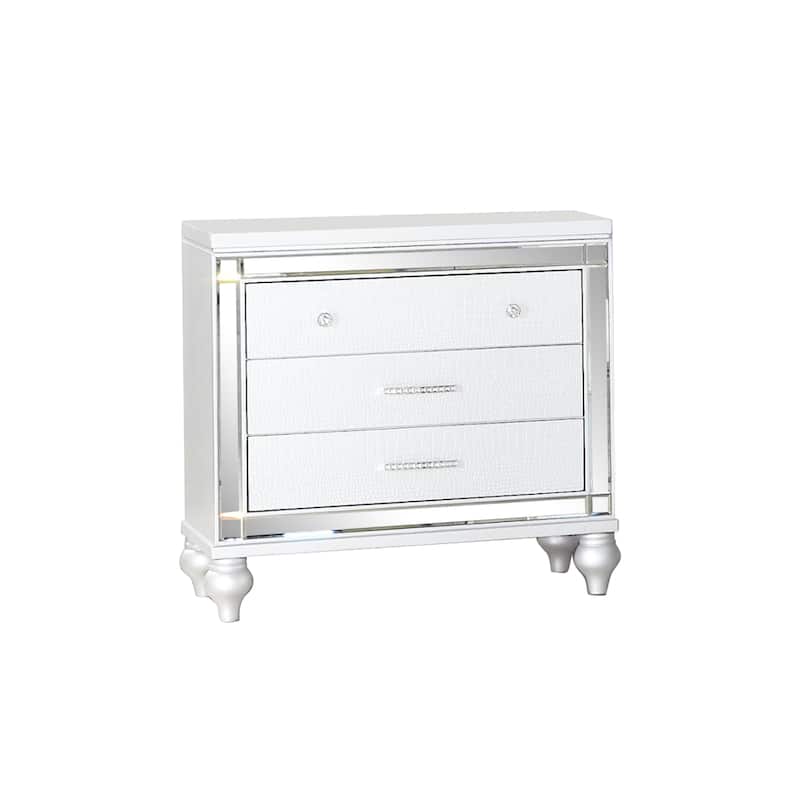 Sterling Contemporary 3-Drawer Nightstand with Mirror Inserts and Ambient LED Light