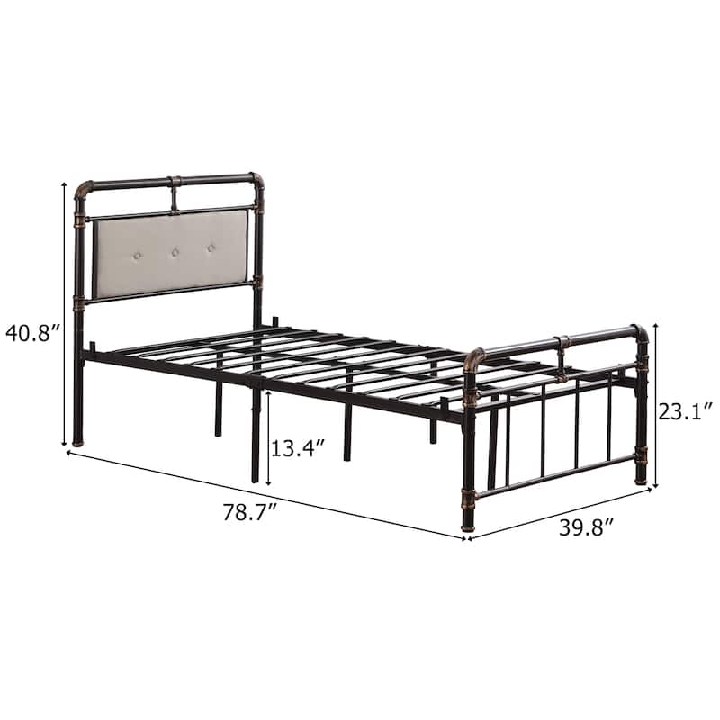 Single-Layer Bed Head and Soft Pull Buckle Bed End Standpipe Water Pipe Bed Black Gold-Painted Iron Bed